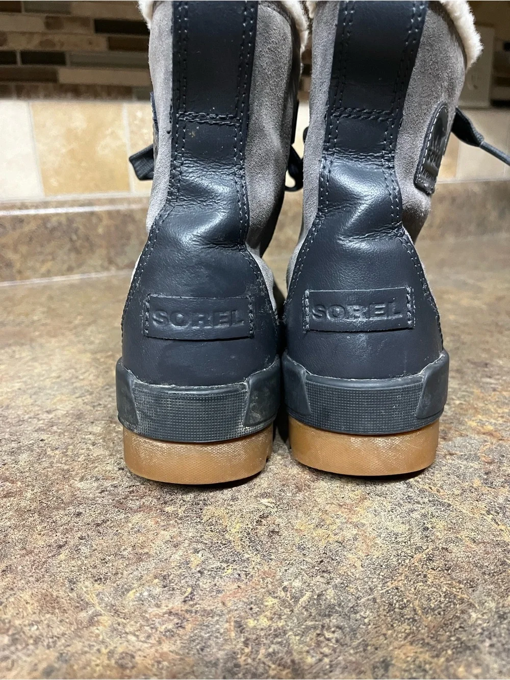 SOREL Tivoli IV Waterproof Boots Quarry Gray Suede Faux Fur US 7.5 Winter